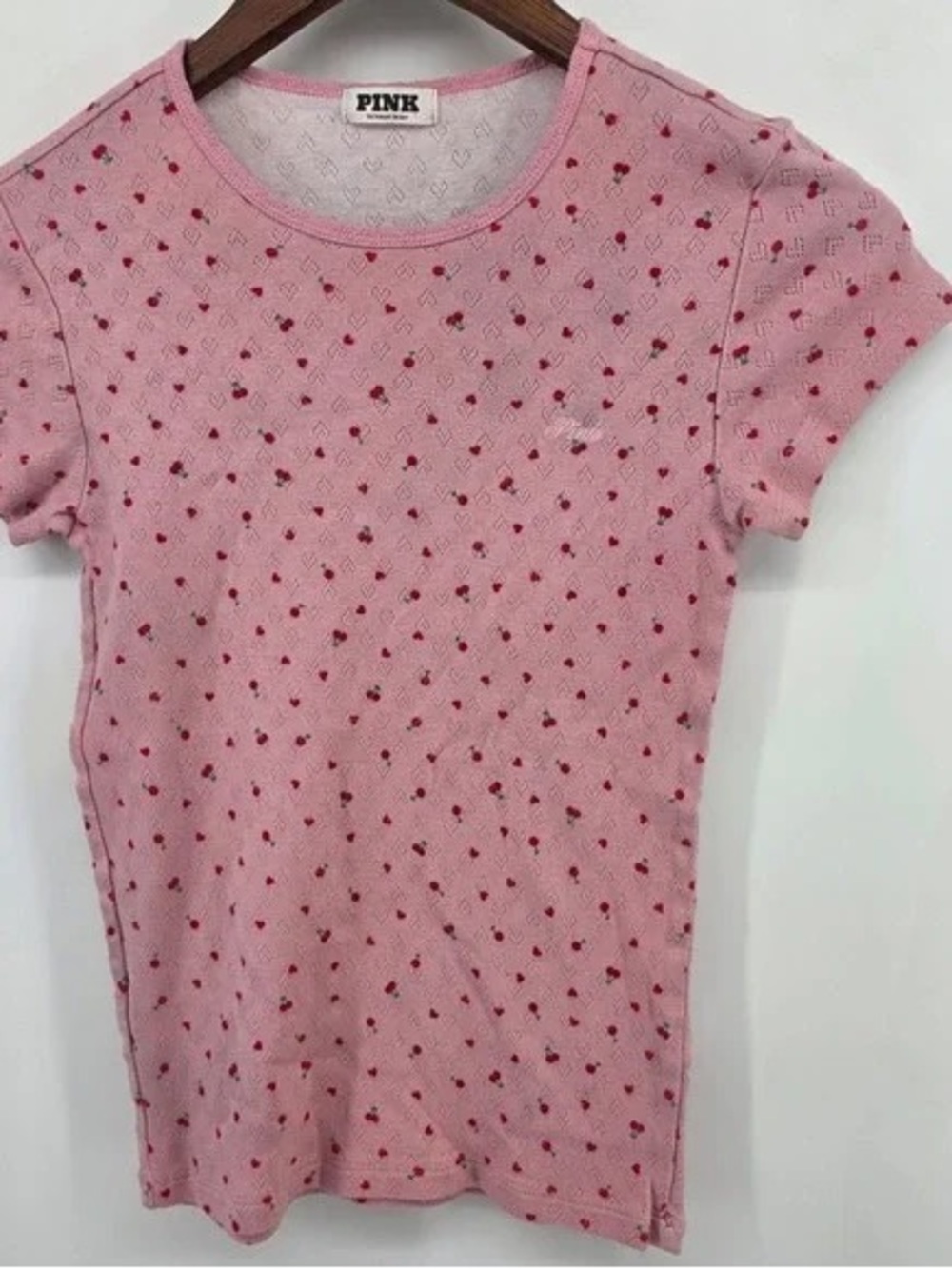 PINK Victoria's Secret Pink Short Sleeve Cherry Knit Top